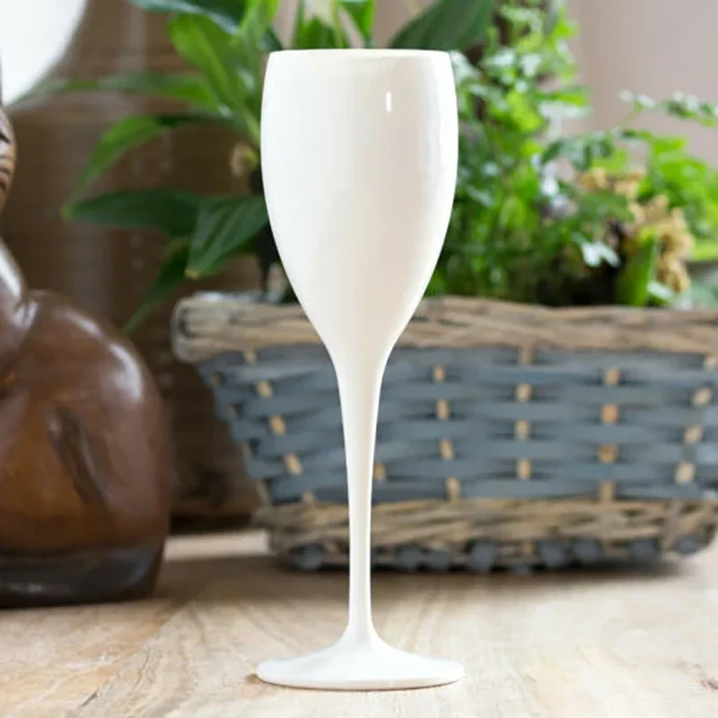 1 PC Moet Champagne Flutes Glasses PP Plastic Wine Glasses Dishwasher-safe White Acrylic Champagne Glass Transparent Wine Glass: WHITE