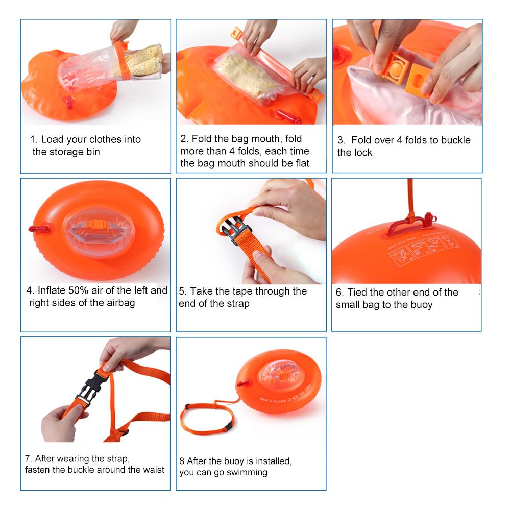 Outdoor Lifebelt PVC Swimming Buoy Safety Float Air Dry Bag Tow Float Swimming Inflatable Flotation Bag