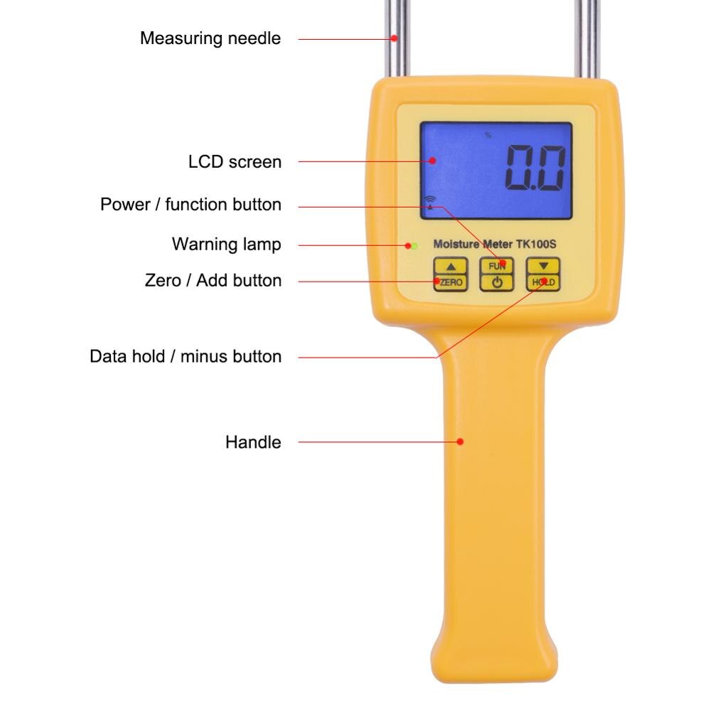 TK100S Digital Portable Moisture Analyzer Tester Meter Food for Corn Wheat Rice and Bean Wheat Flour Grain