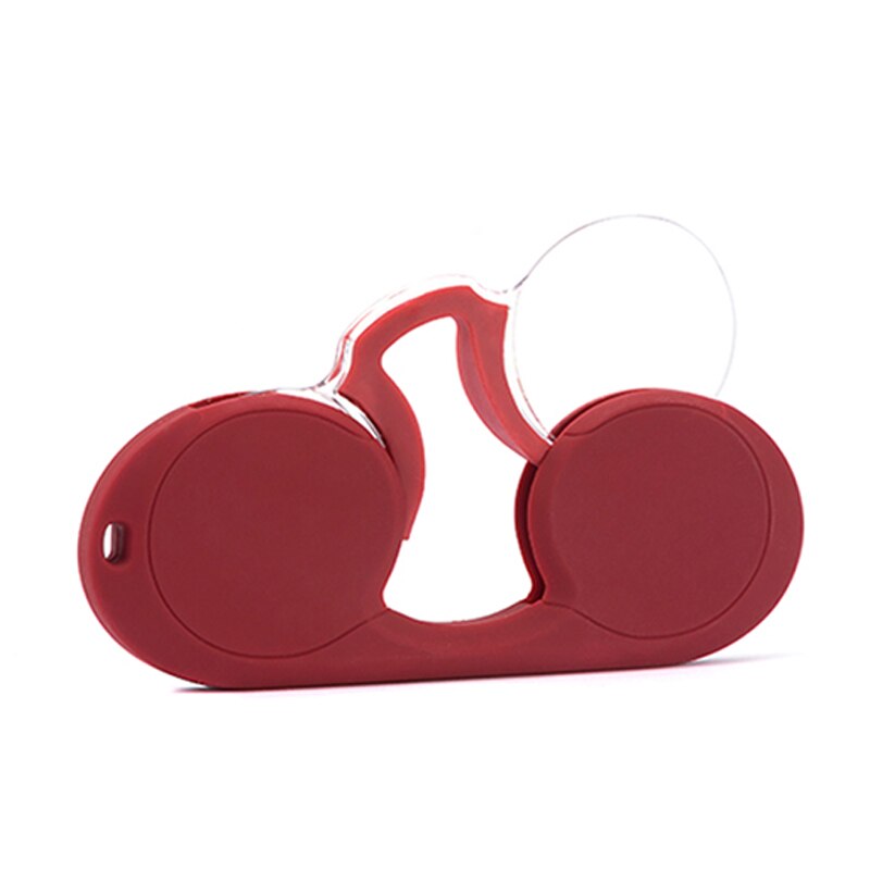 Nieuwste neusclip leesbril mini portemonnee draagbare beenloze plastic bril met etui voor mannen en vrouwen 1.0 4.0