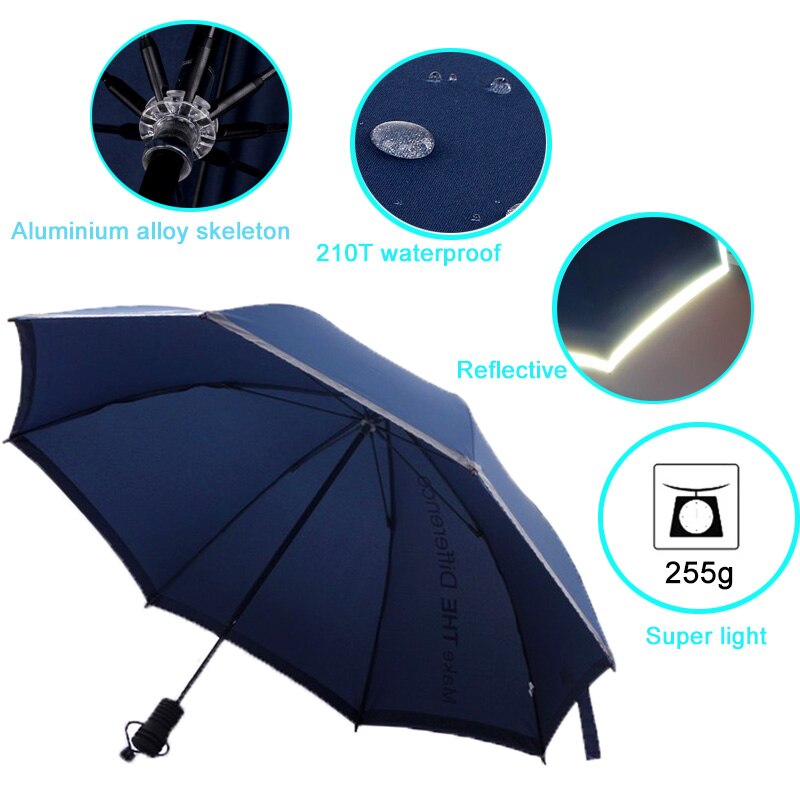LIKE RAIN Kids Safety Reflective Umbrella Ultra-light Fiber Long Handle Umbrella Rain Men Business Windproof Umbrellas UBY35