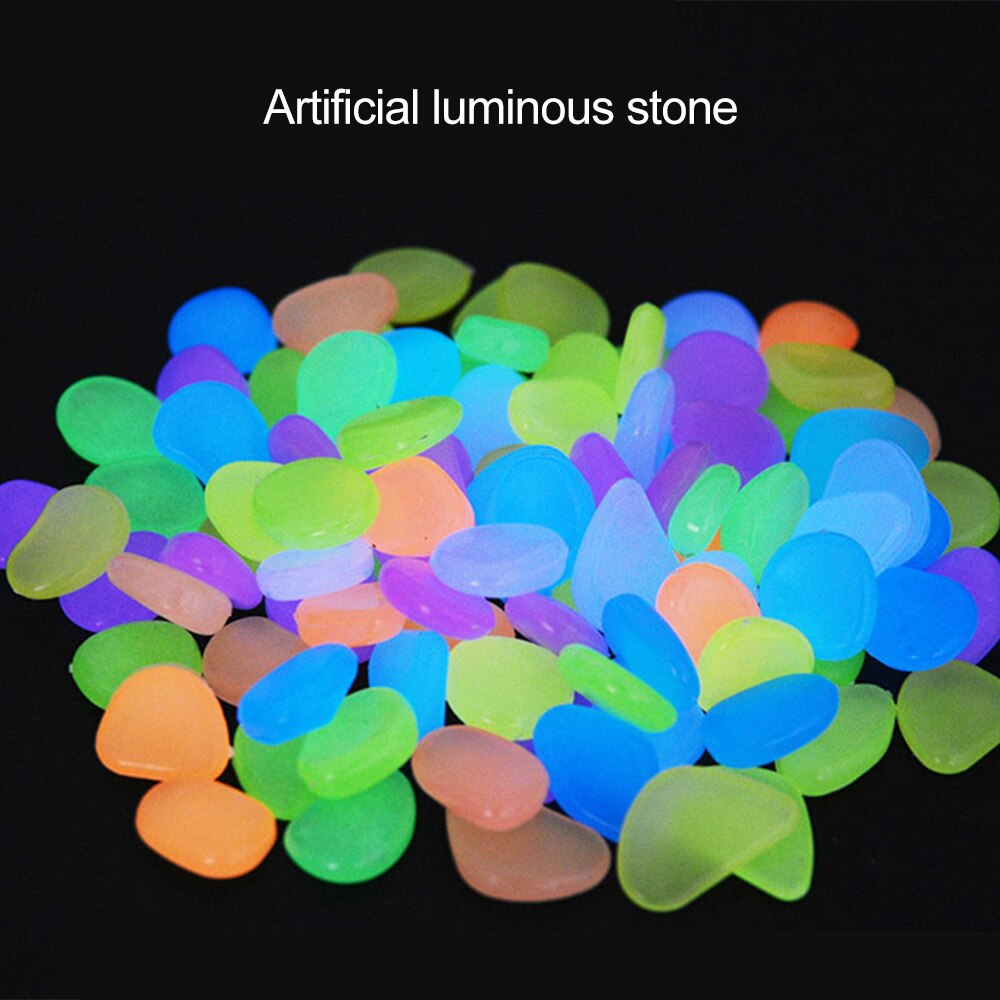 100 stuks lichtgevende stenen tuinlandschapsversiering aquarium aquariumdecoratie kunststenen lichtgevende kiezels