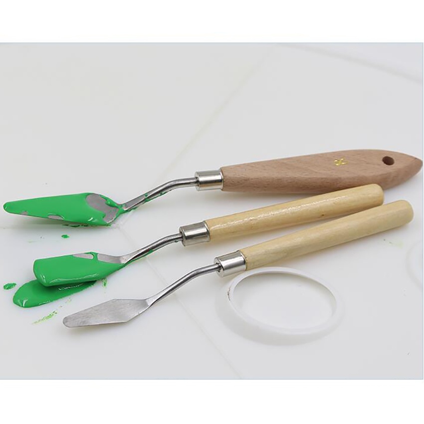 1 Uds pintura mezcla espátula de acero inoxidable espátula paleta cuchillo raspador de pintura al óleo paleta de artistas cuchillo Flexible herramienta de arte