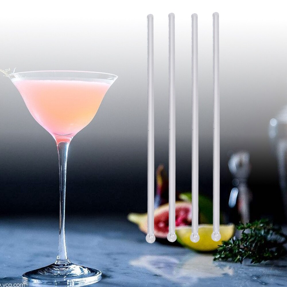 100Pcs Transparent Cocktail Drink Bar Muddler Round Head Stirring Mixing sticks Ladle Stirrer Swizzle Stick