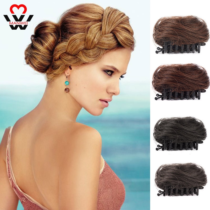 MANWEI Short Synthetic Hair Extension Chignon Donut Roller Bun Wig Hairpiece For Women