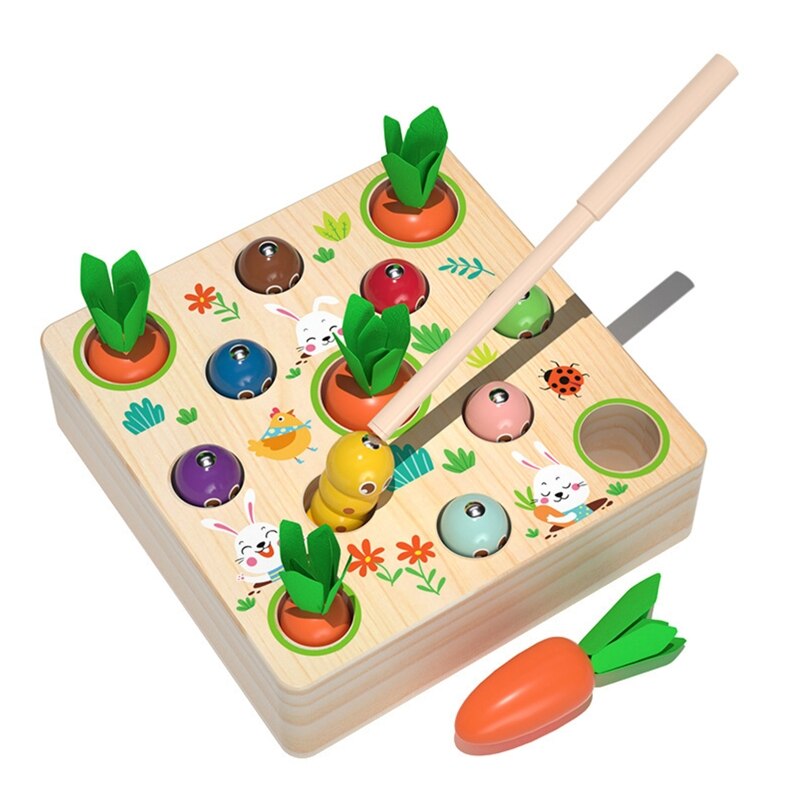 Montessoris Magnetic Wooden Fishing Game, Preschool Fine Motor Skill Learning Game Educational Fishing Toy for Kids: 2