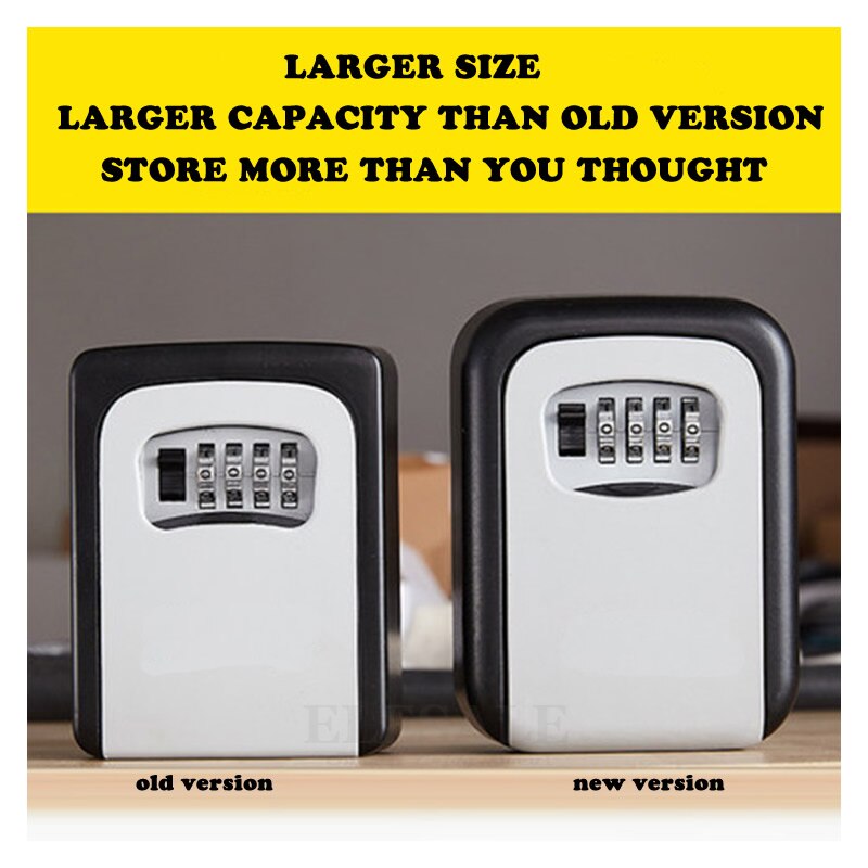 Metal Key Safe Storage Box with 4-Digit Password Lock Home Garage Apartment Spare Keys Hidden Secret Organizer Box