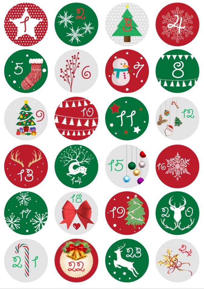 Merry Christmas Stickers Advent Calendar Number Paper Stickers Multi-Function DIY Crafts Packaging Labels Decor Tools: 7