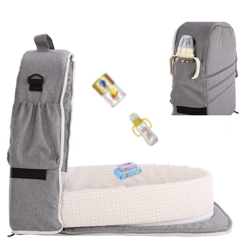 Bærbar bassinet til baby seng rejser sammenfoldelig solbeskyttelse myggenet åndbar spædbarn sovekurv (inkluderer gratis legetøj)