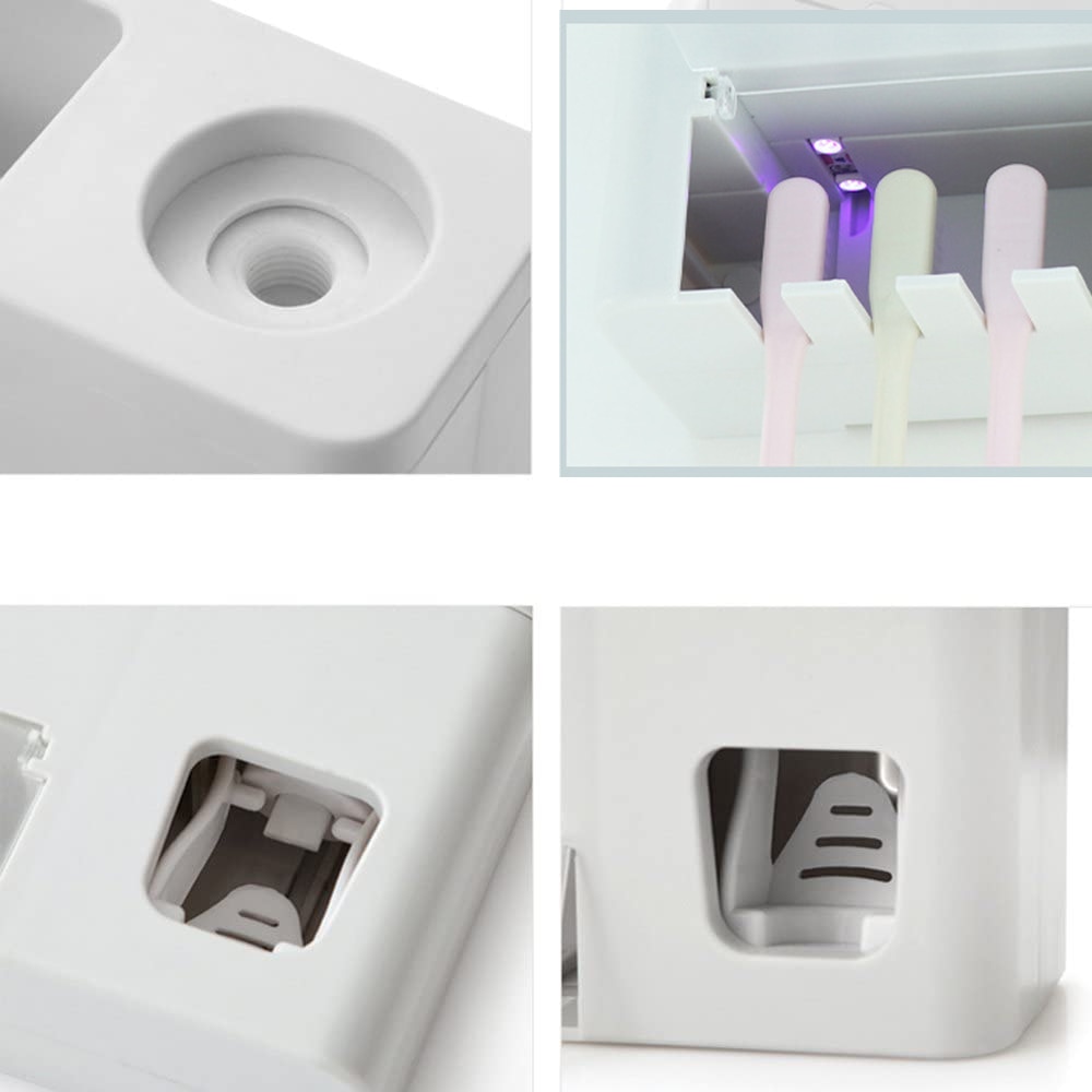 Porte-désinfectant pour brosse à dents UV, stérilisateur pour toutes les brosses à dents, autocollant mural Plus distributeur de dentifrice, fonction de synchronisation