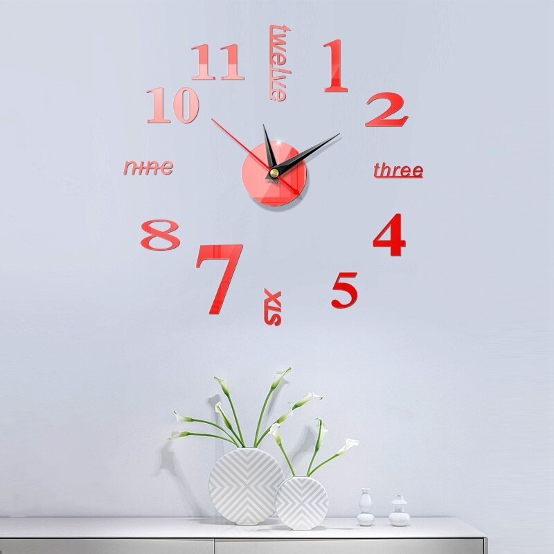 Klok horloge 3d diy acryl spiegel wand digitale klok stickers muurdecoratie woonkamer muur ornament huisdecoratie