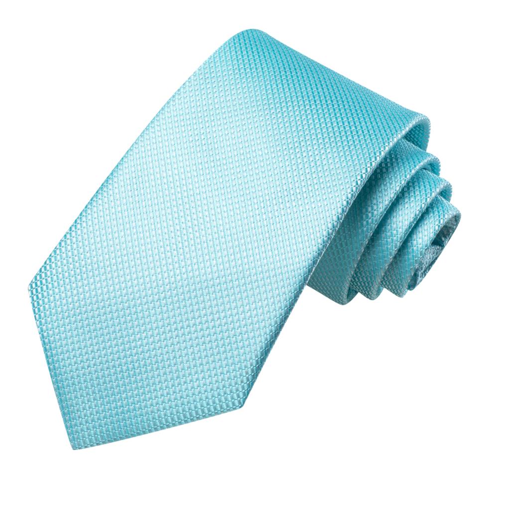 Corbata de negocios de seda azul claro liso para hombre, corbata de de alta corbata de lujo de 8,5 cm, broche de gemelos, corbata de boda para hombre 2023
