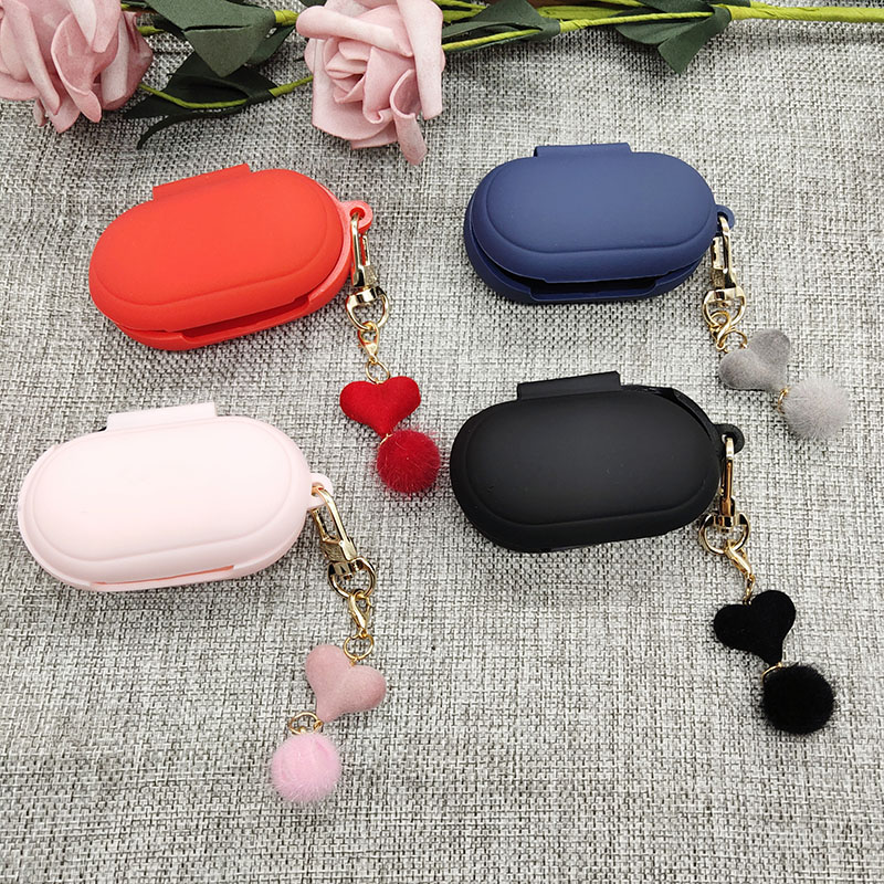Schattig zacht hoesje voor samsung galaxy buds / buds+ plus hoesje oordopjes beschermhoes accessoires liefdeshaarbal sleutelhanger decoratie