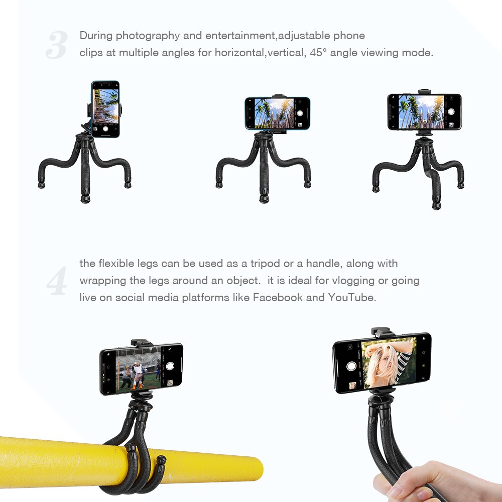 APEXEL Draagbare Flexibele Octopus Reizen Mobiele Telefoon Statief Beugel Monopod Selfie Mini TripodFor iPhone DSLR Camera Gopro