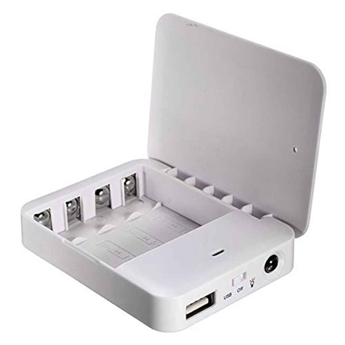 USB Gadget USB Charger External Power Box Battery Charger Emergency Charging By 4pcs AA Batteries With USB Port and Flashlight: Default Title