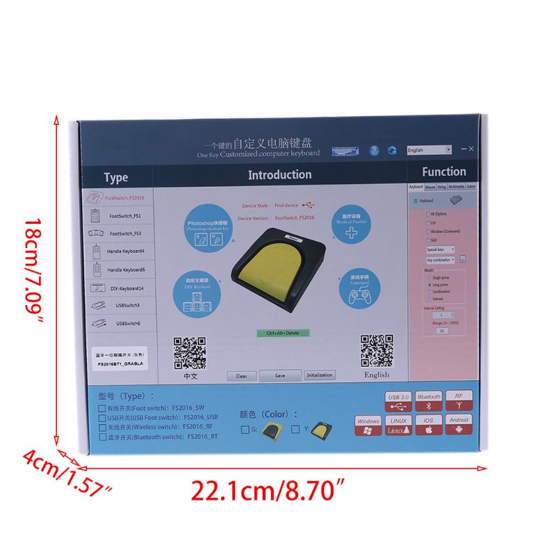 Bluetooth Single Foot Switch Wireless Usb Wired Action Pedal Control Computer
