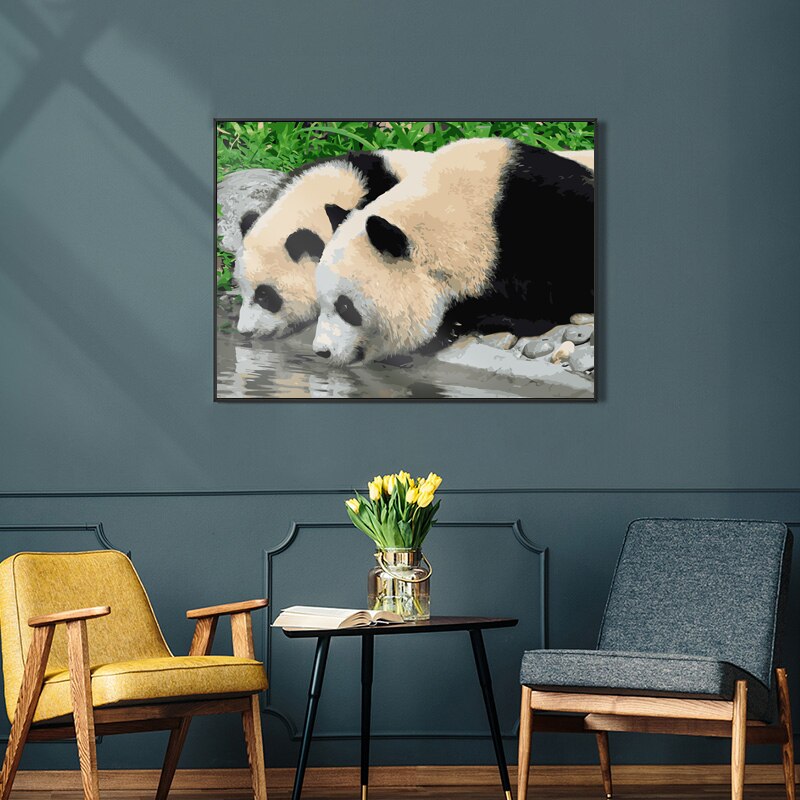 Måla efter siffror rådjur panda hund färglägga med siffror 3 stjärnor 24 färger bild för siffror: Va -2130 24 färger / 40 x 50cm diy ram