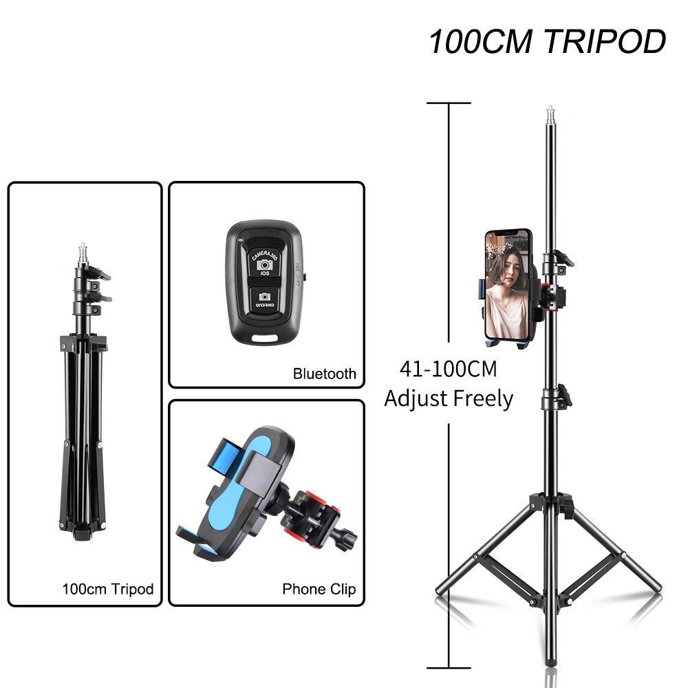 Stativ für iPhone praktisch Stativ mit Telefon Halfter und Fernauslöser Kompatibel mit iPhone/Android Perfekte für Selfie Video: 100cm Stativ