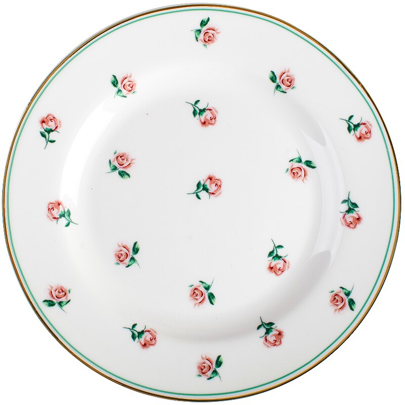 Cute plate Set Phnom Penh Rose Flower Ceramic Dinner Plate