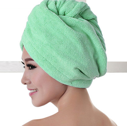Wontive mikrofiber efter brusebad hår tørring wrap kvinders piger damehåndklæde hurtigtørrende hår hat kasket turban hoved wrap badeværktøj: Grøn