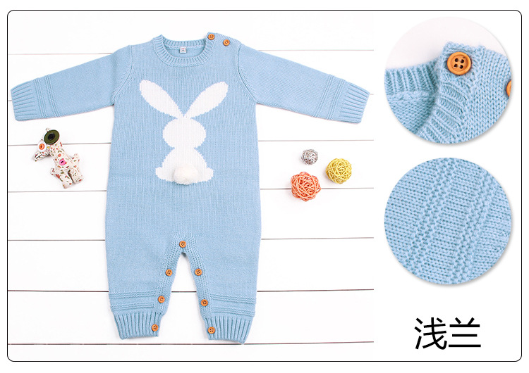 Baby Rompers Clothes Newborn Candy Color Knitted Toddler Kids Girls Jumpsuits Long Sleeve Infant Boys Overalls Children Outfits: lan / 90