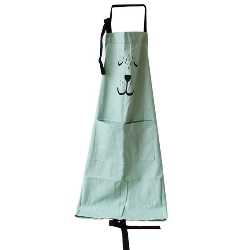 Simple Pattern Sleeveless Kitchen Cooking Apron Cotton Linen Anti-oil Kitchen Cooking Accessory Parent & Child Waterproof Apron: Green Apron / Kids