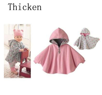 Fleece Baby Jas Babe Cloak Dubbelzijdig Uitloper Bloemen Baby Poncho Cape Zuigeling Baby Jas Kinderkleding Peuter meisje Kleding: G / 3T