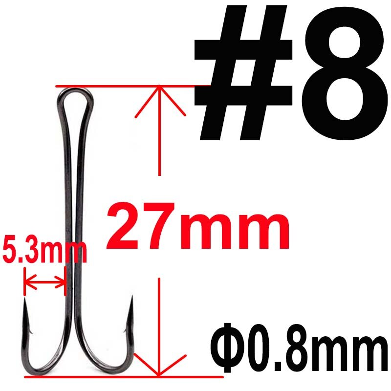 20 stücke mit Kasten Lange Schaft Doppel Haken Kraut Angeln haken Fliegen Binden Duple Haken für Jig Bass Fisch angeln angelgerät Für Weiche Locken: 8