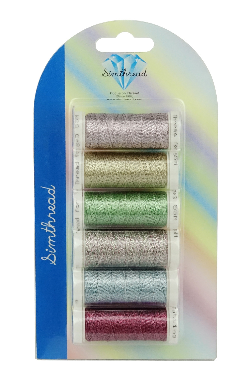 SIMTHREAD 6 Basic Colors Metallic Tatting Thread, 50 meters/bobbin - for Hand Tatting