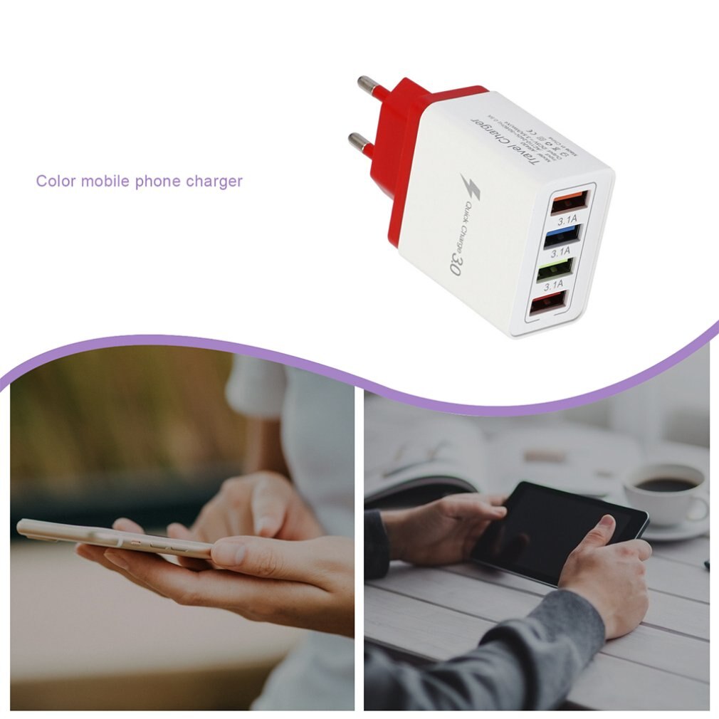 USB Charger 4 Ports Quick Charge 3.0 for iPhone XR Samsung Wall Mobile Phone Universal Adapter Fast Charging for Huawei Mate 30