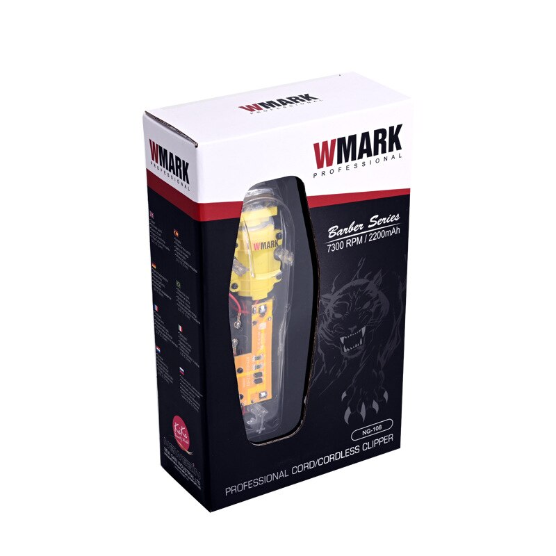 WMARK NG-108 Fully Transparent Body Strong Power Rechargeable Hair Clipper Hair Salon Clipper