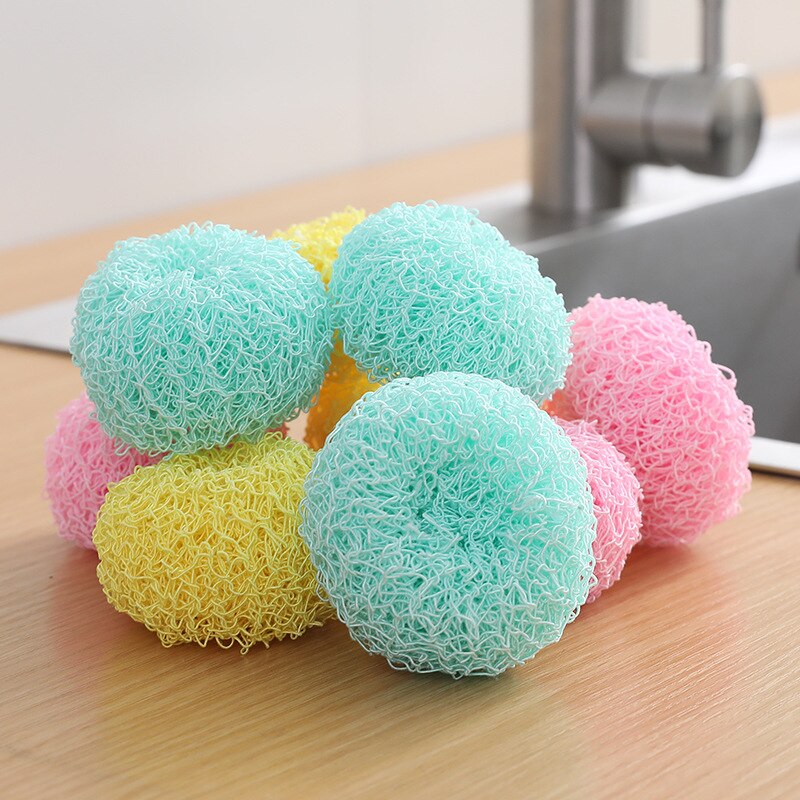 Scratch-Free Dish Scrubber Dish Plate Pot Washing Fiber Steel Ball Cleaning Brush Antibacterial Dishwasher Kitchen Home Cleaner