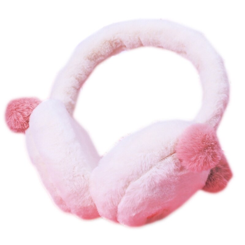 Pom Poms Ear Warm Rabbit Ear Earmuffs Headband Soft Fluffy Earcap Cute Earmuffs LX9E: Fur ball white