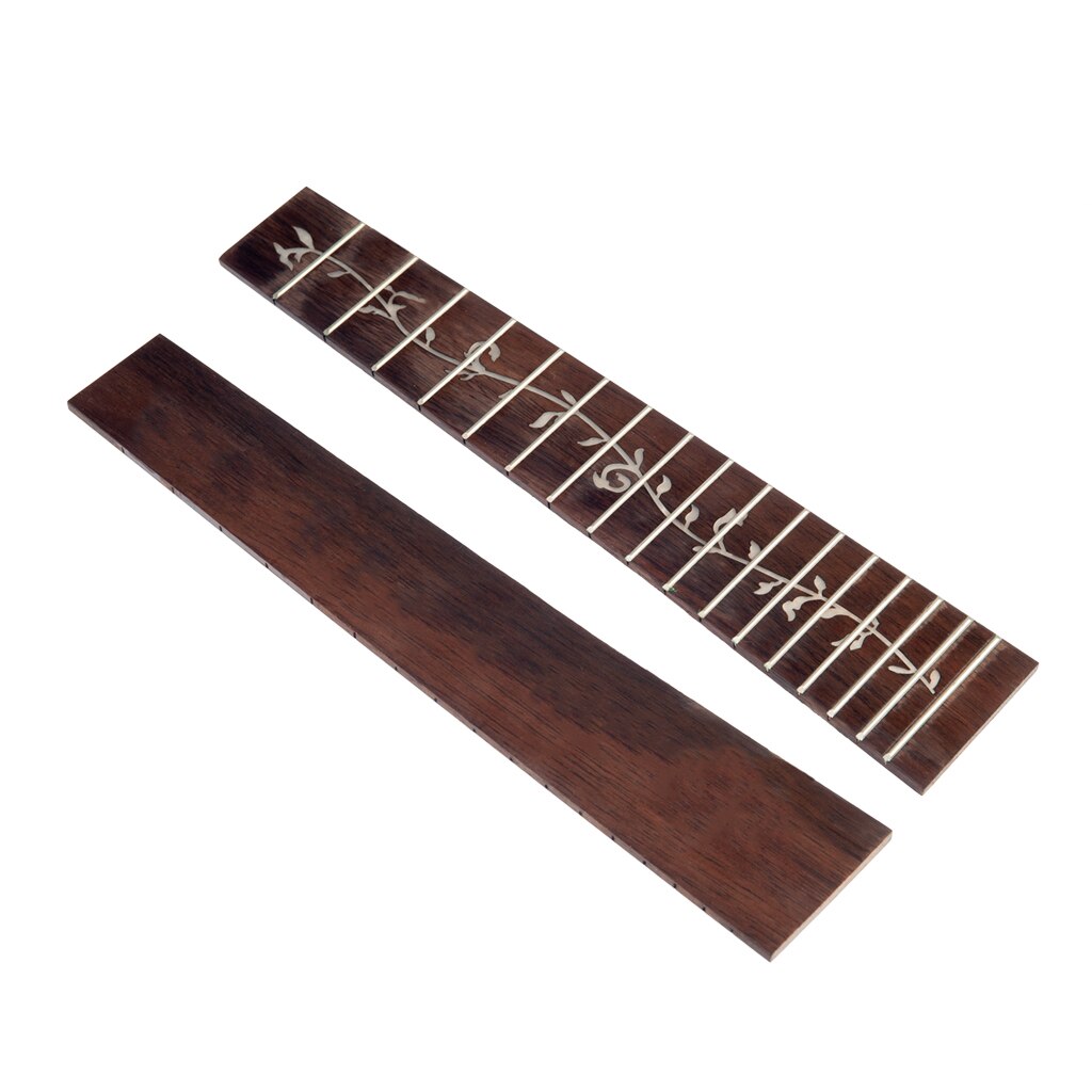 NAOMI DIY Ukulele Fingerboard Replacement Wooden Ukulele Neck Fretboard Solid Rosewood Ukulele Fretboard: 23Inch Tree