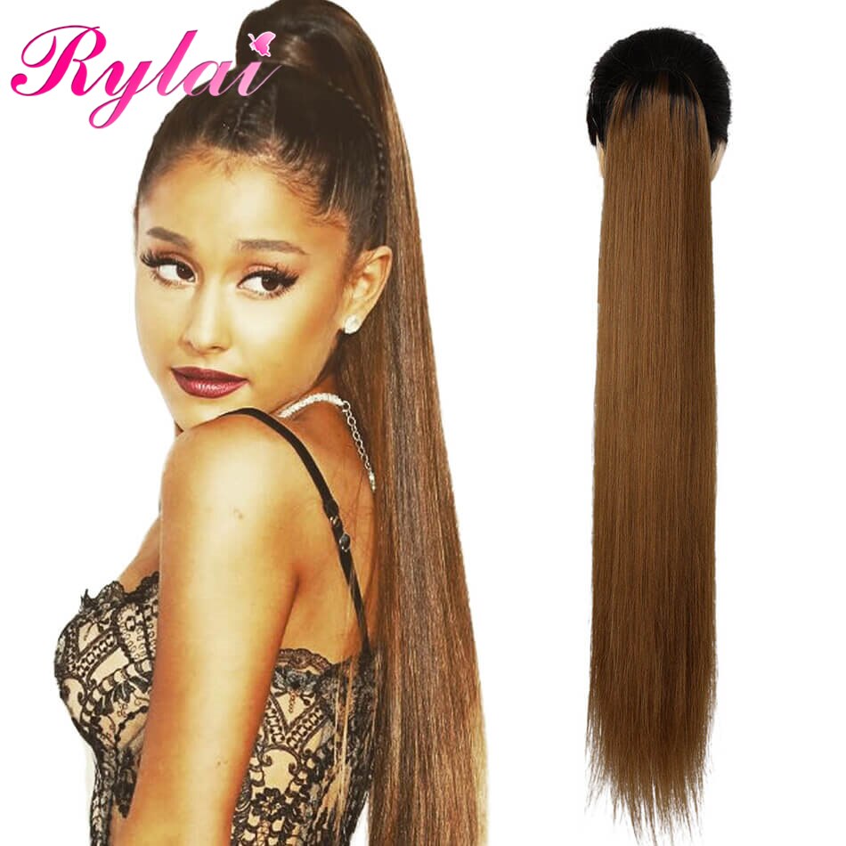 RYLAI Synthetic Ponytail Extensions Straight 30 Inches Hair Ponytail Extensions With Two Plastic Combs High Temperature Fiber: T2-30