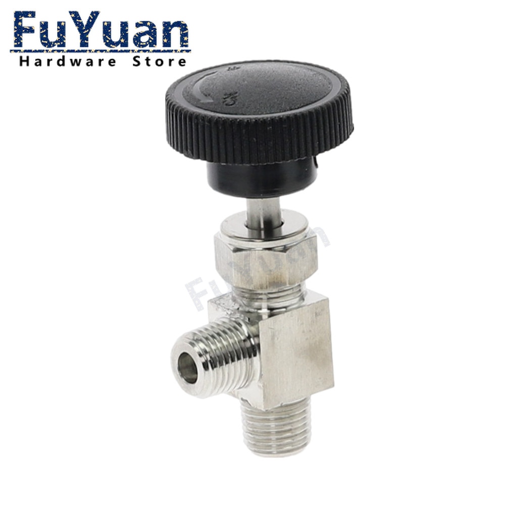 Right Angle 90 Degrees 1/4" NPT Male thread Stainless Steel 304 Flow Control Shut Off Crane Needle Valve