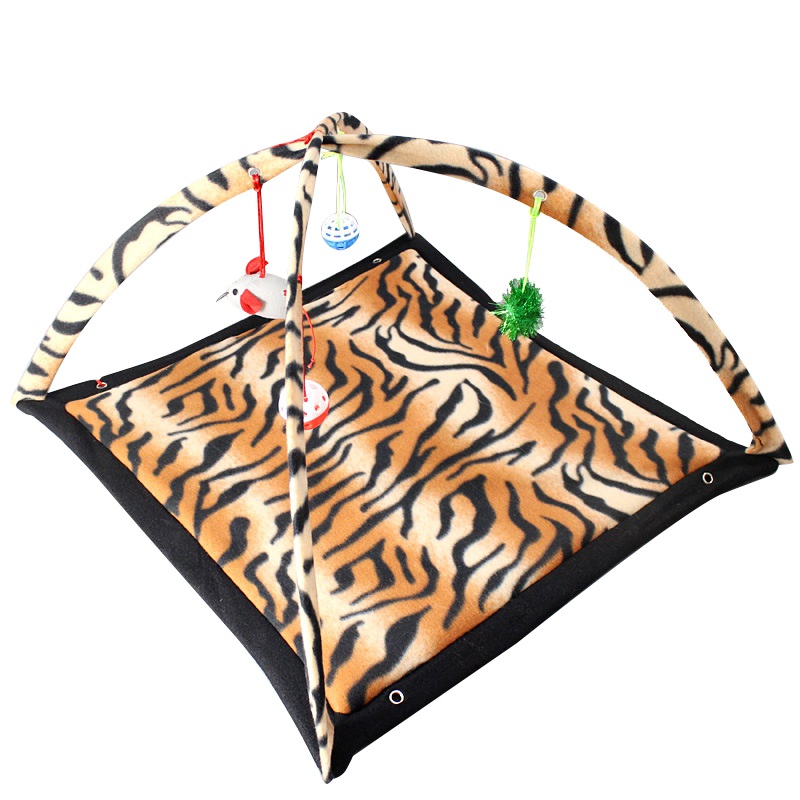 Funny Cat Play Mat Cat Tent Activity Center with Hang Cat Toys Cat Play Mat Blanket House Detachable Kitten Tents: YELLOW