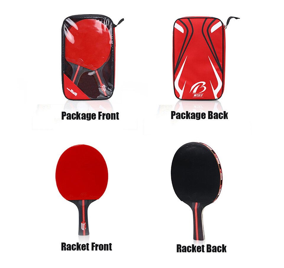 2 Stks/partij Tafeltennis Bat Racket Dubbele Gezicht Puistjes In Lange Korte Handvat Ping Pong Paddle Racket Set Met tas