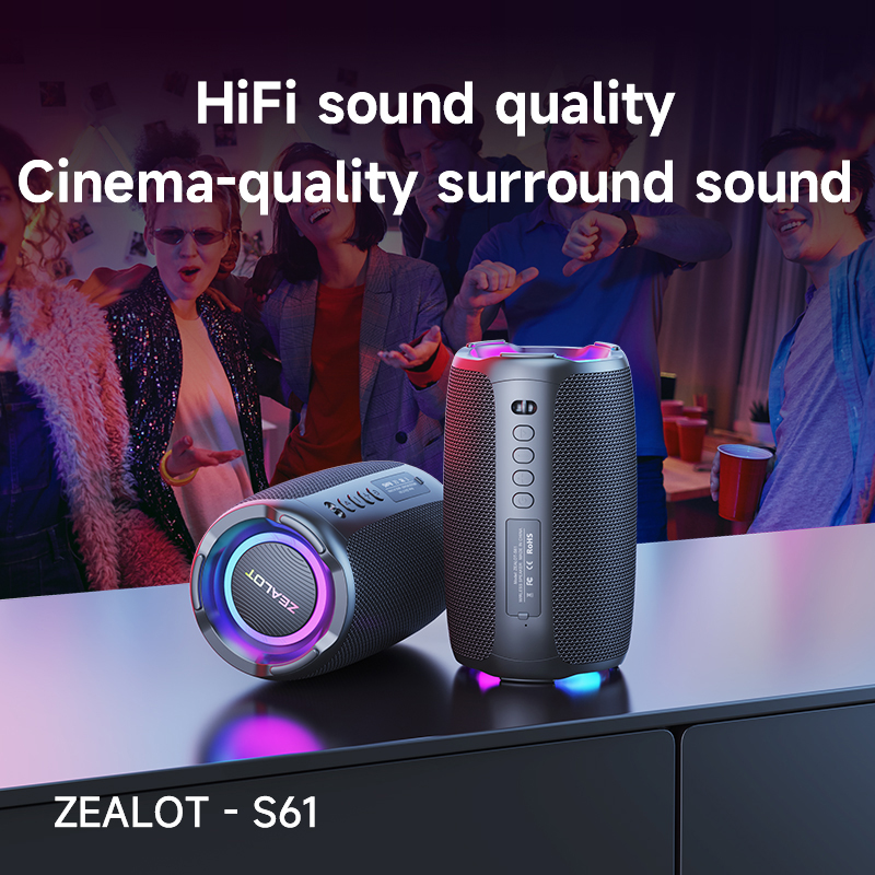 Altavoz Bluetooth ZEALOT-S61, con protección impermeable IPX6 y sonido de graves al aire libre para fiestas en el patio trasero y en la playa, altavoz de 10W