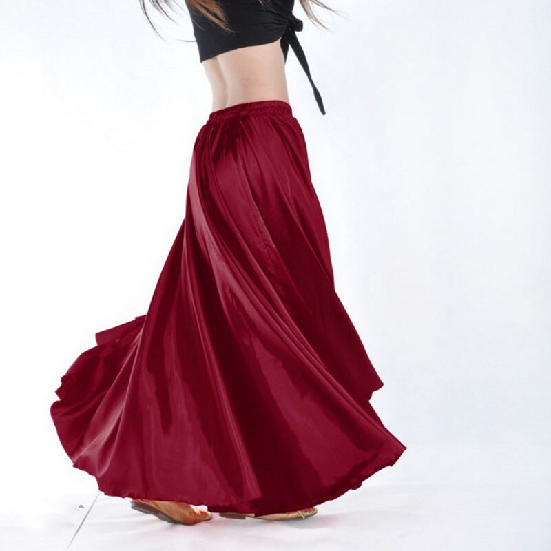 Jupe longue en Satin et Polyester de pour femmes, tenue de scène espagnole, Performance de danse, costume Flamenco, jupe de 360 à 720 degrés