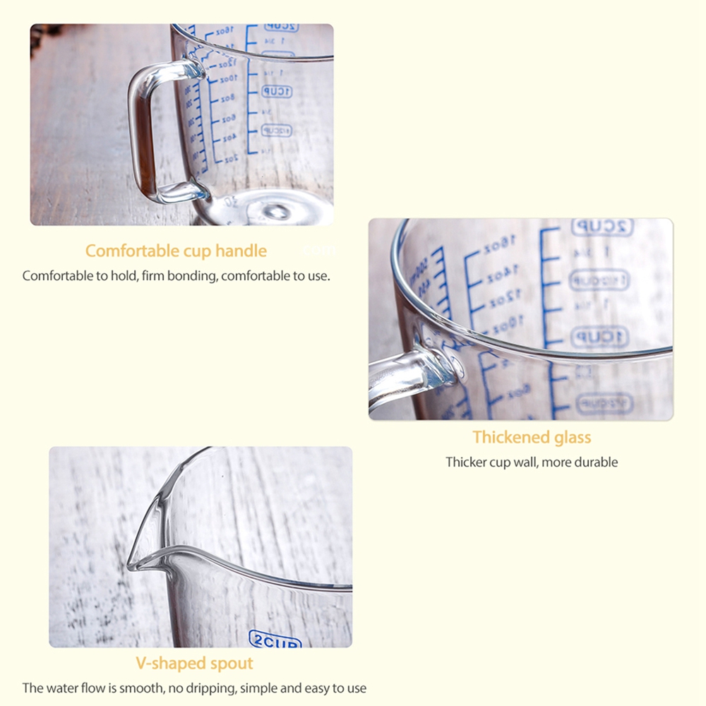 250ml/500ml Measuring Cup Kitchen Transparent Glass With Scale Durable Microwave Tool Accessories For Milk Coffee Flour Sugar