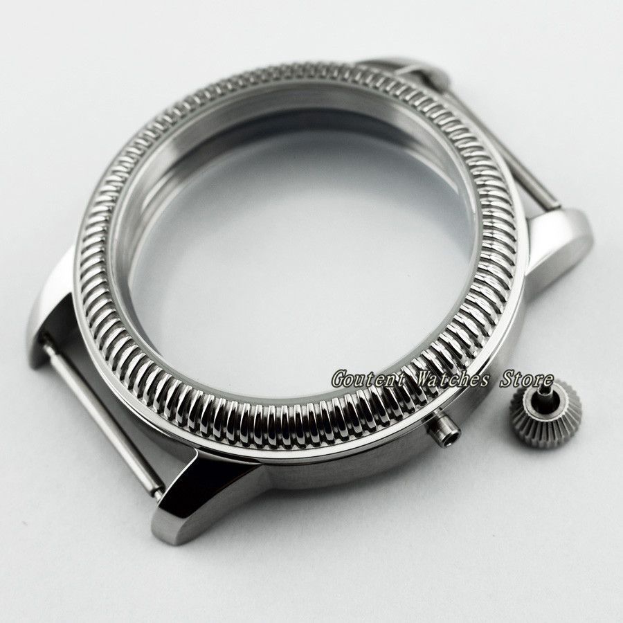 44mm Sterile 316L Steel Watch Case Wristwatch Shell Fit ETA 6497/6498 Seagull ST36 Movement