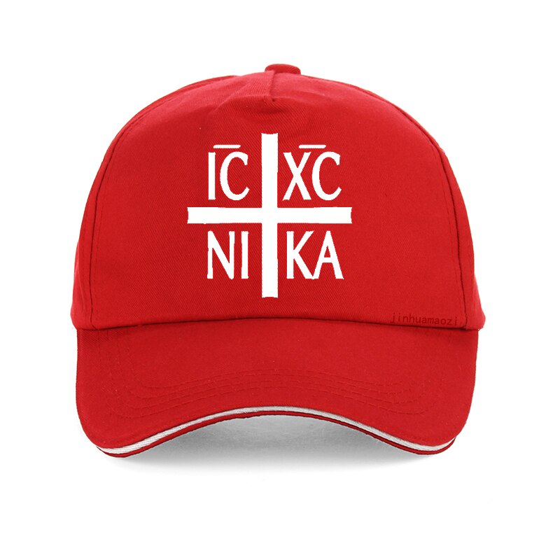 Ic xc nika ortodokse symbol print baseball cap sjove mænd hip hop cap sommer justerbare mænd kvinder snapback hat gorras hombre: Rød