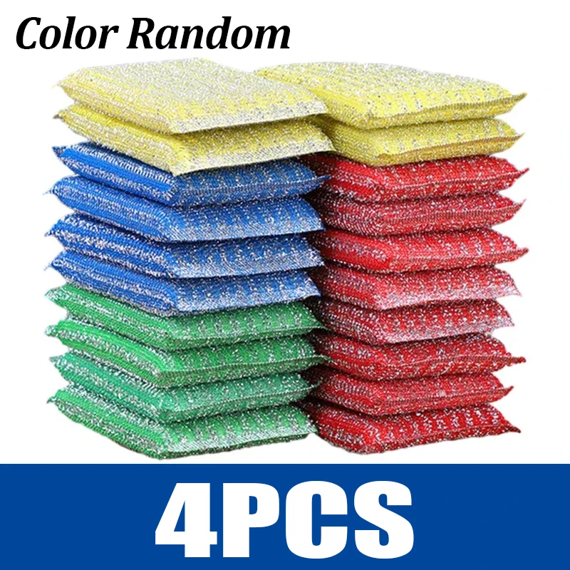 40/4 Stuks Keuken Spons Veeg Verdikte Herbruikbare Dubbele Side Rag Afwassen Pannen Schuursponsje Huishoudelijke Schoonmaakmiddelen Gadgets: Army Green