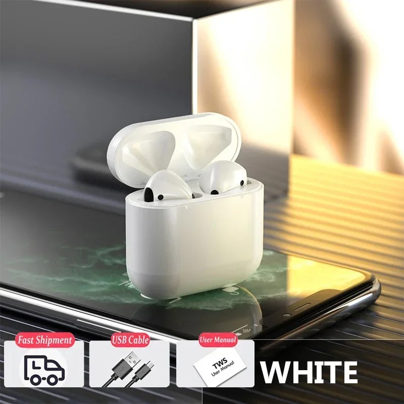Wireless Bluetooth Earphones Headphones Air Pro 4 TWS Mini Earpone Headset For PC Android Apple iPhone Earbuds Accessories: WHITE