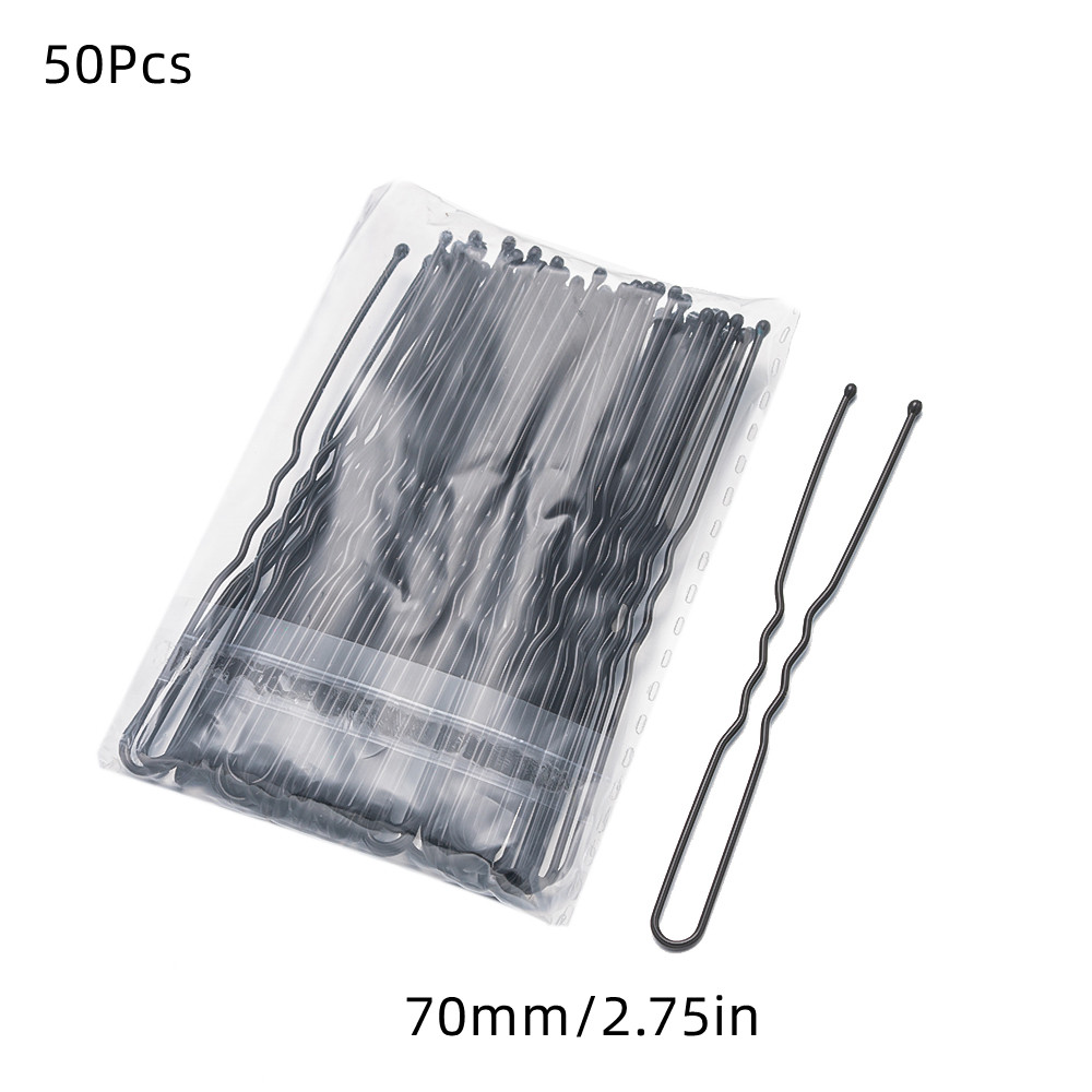 50 Uds 50/60/70mm Metal ondulado en forma de U horquillas para el cabello mujeres niñas boda peinado herramientas de estilismo accesorios al por mayor: Negro