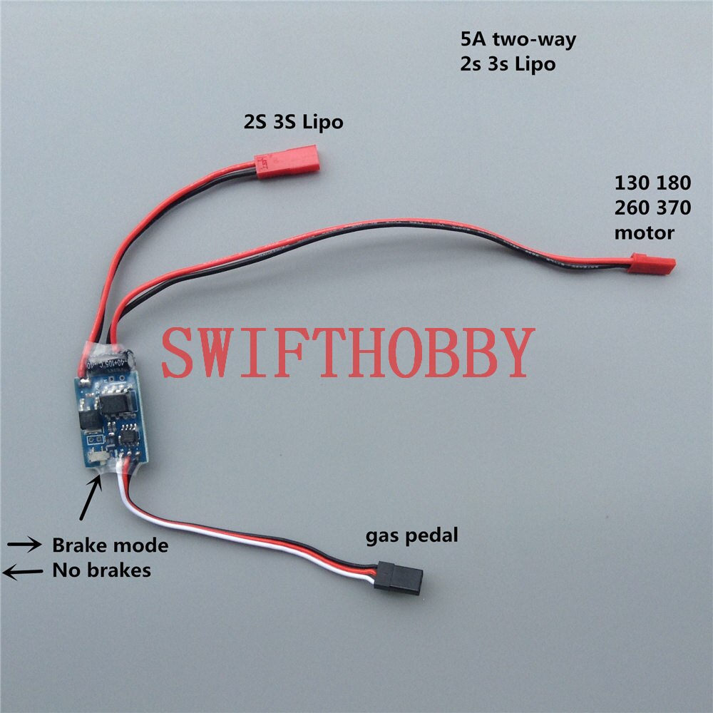 5A Gebürstet ESC Zwei-weg 2s 3s Lipo 130 180 260 Motor- RC Stiefel Auto Geschwindigkeit Regler