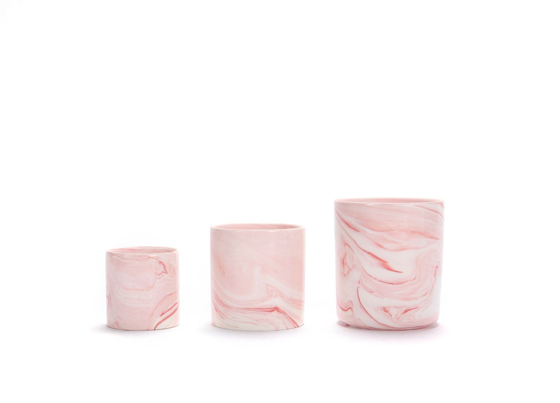 Nordic Style Ceramic Round Plant Pots Pink Marble Pattern Succulent Flowerpot with Hole Small Home Office Desktop Decor