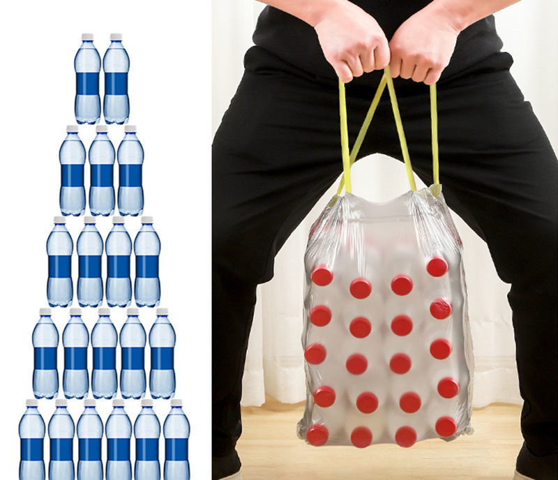 Sac poubelle à haute capacité, Portable, cordon de serrage, ménage cuisine, noir, jetable, épais, stockage de voiture