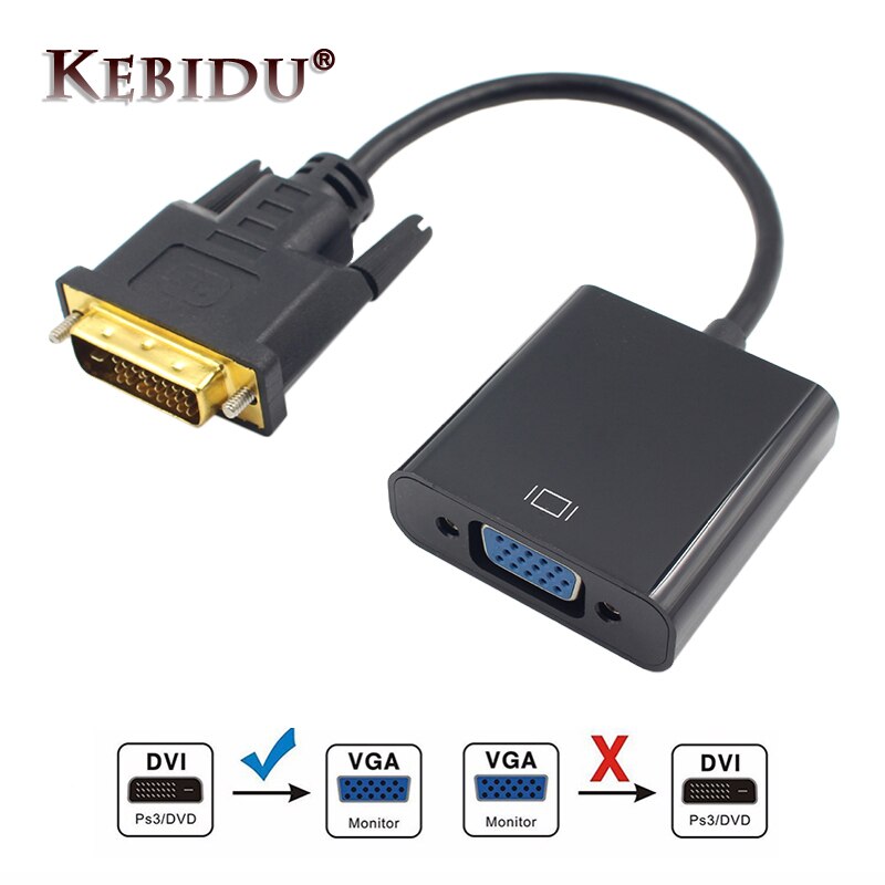 Kebidu Full HD 1080P DVI-D naar VGA Adapter Converter 24 + 1 25Pin Male naar 15Pin Vrouwelijke Kabel voor computer PC HDTV Monitor